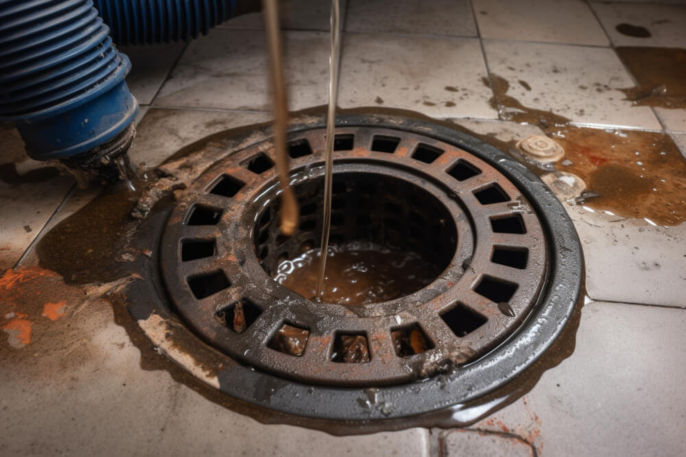 Drain cleaning plumber in Niagara Falls removing a blocked drain